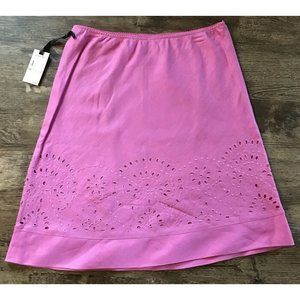NWT Sunset Rd. Eyelet Mulberry Pink Lined Modest Skirt Size 12